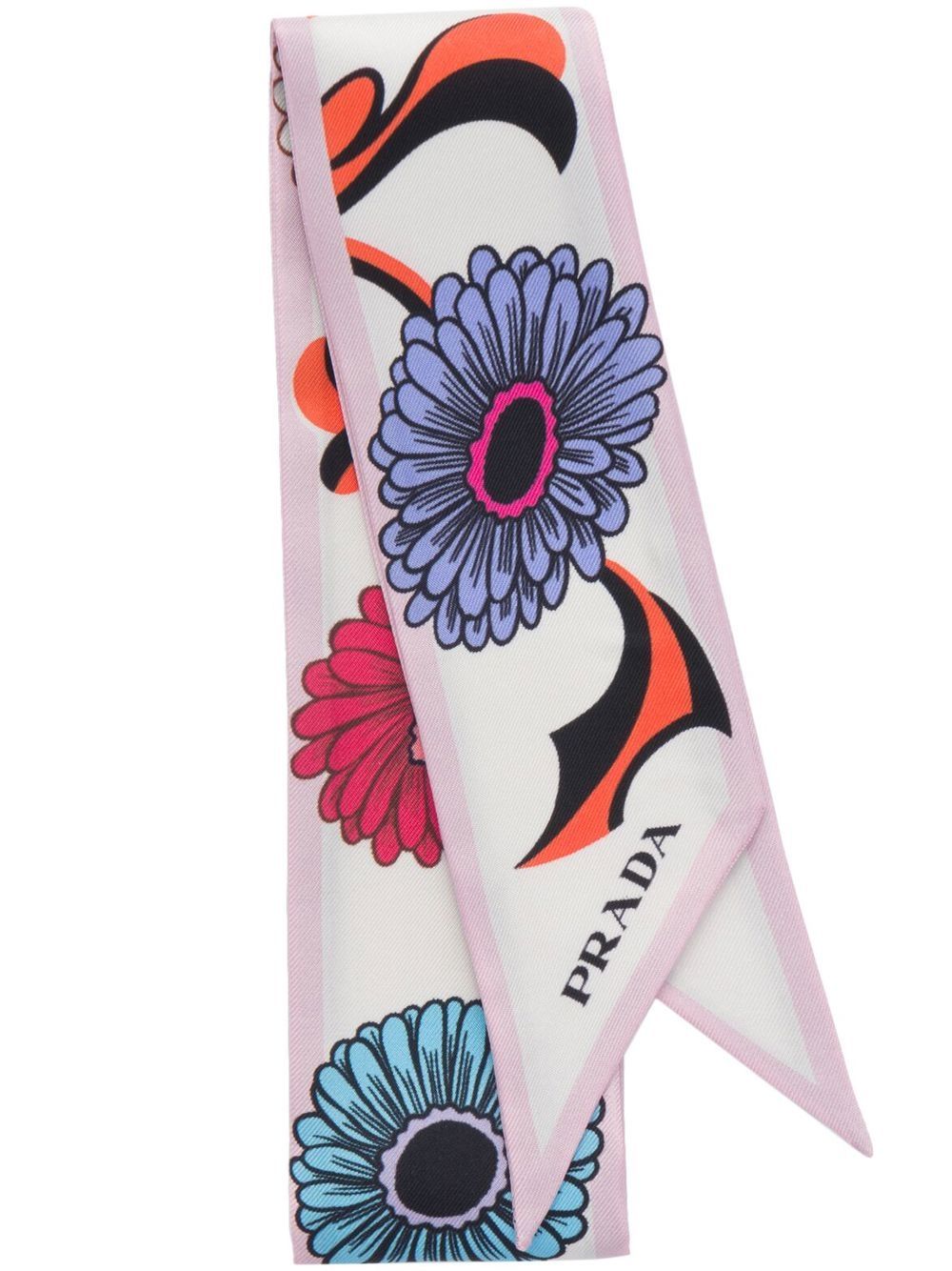 Prada floral-print twill scarf - White von Prada