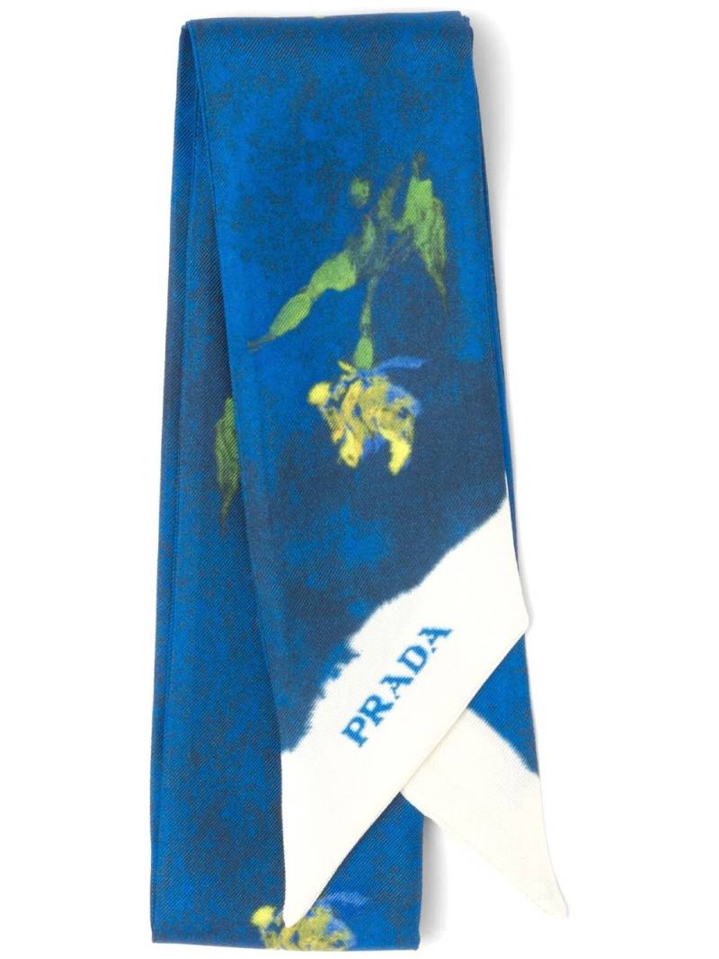 Prada floral-print silk scarf - Blue von Prada