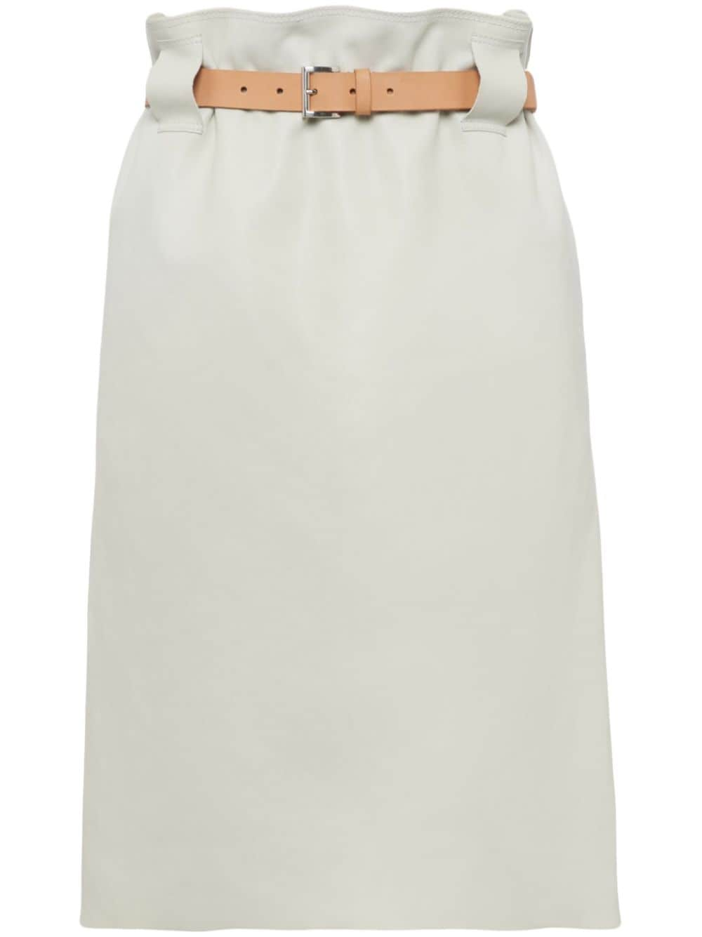 Prada belted leather midi skirt - Neutrals von Prada