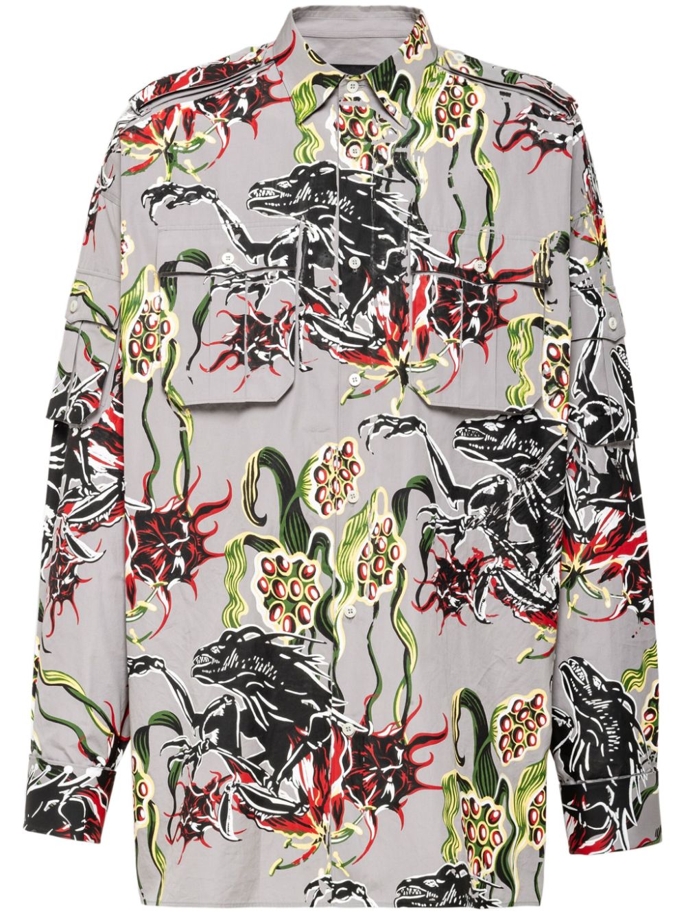 Prada graphic-print cotton shirt - Grey von Prada