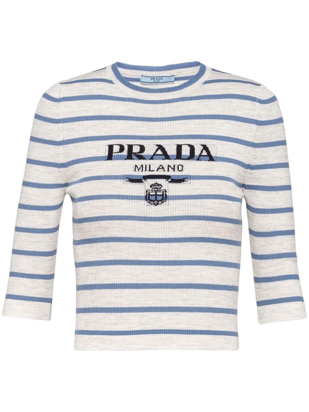 Prada logo-intarsia wool jumper - Grey von Prada