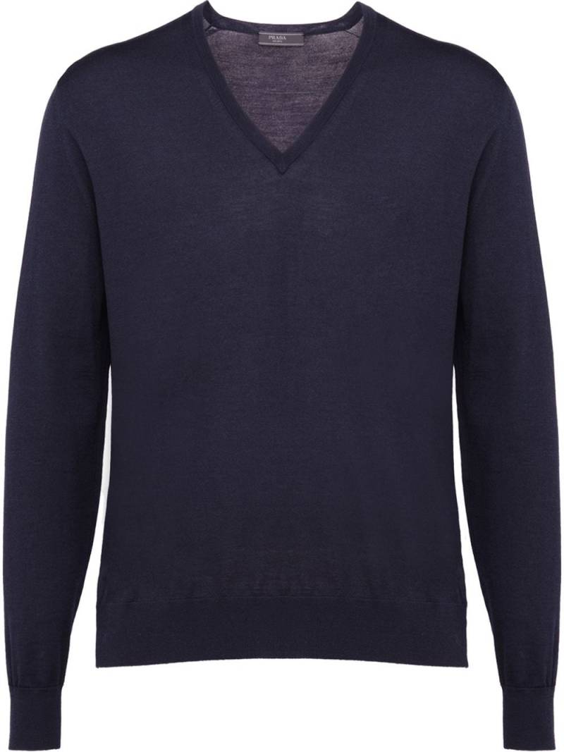 Prada knitted v-neck sweater - Blue von Prada
