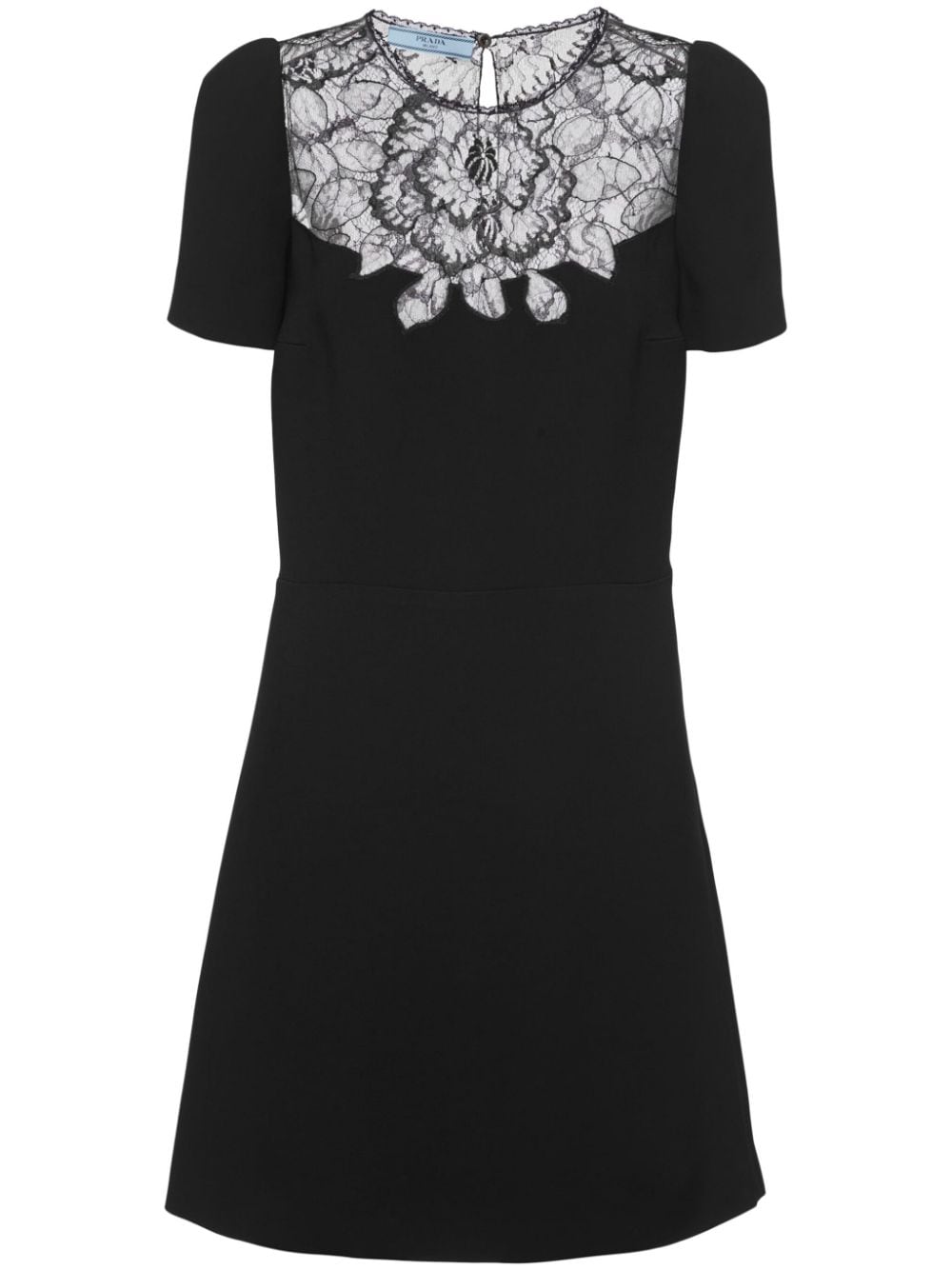 Prada lace-panelled cady mini dress - Black von Prada