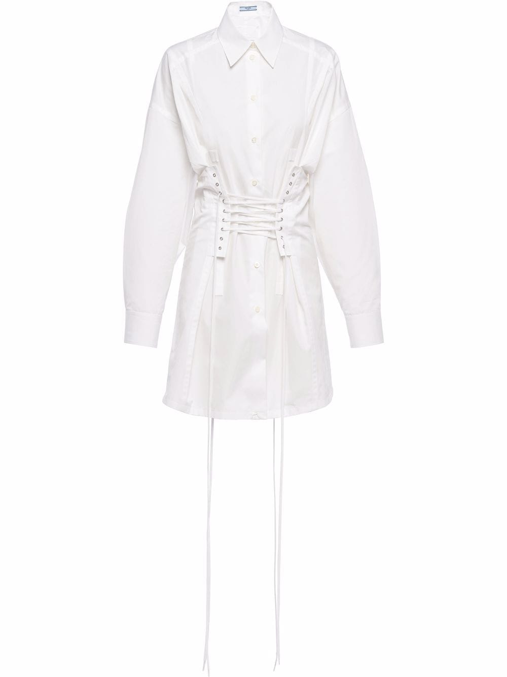 Prada lace-up shirt dress - White von Prada
