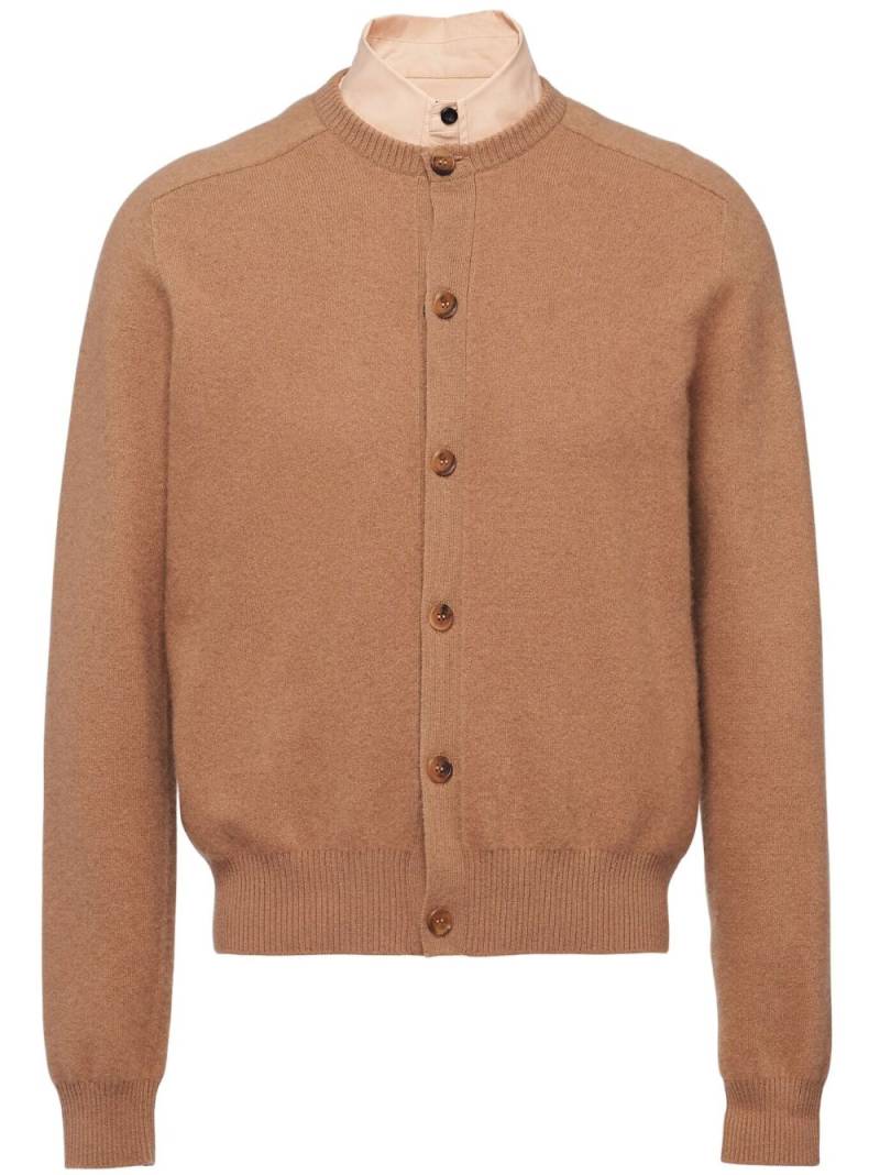 Prada collar-detail cashmere-silk cardigan - Brown von Prada