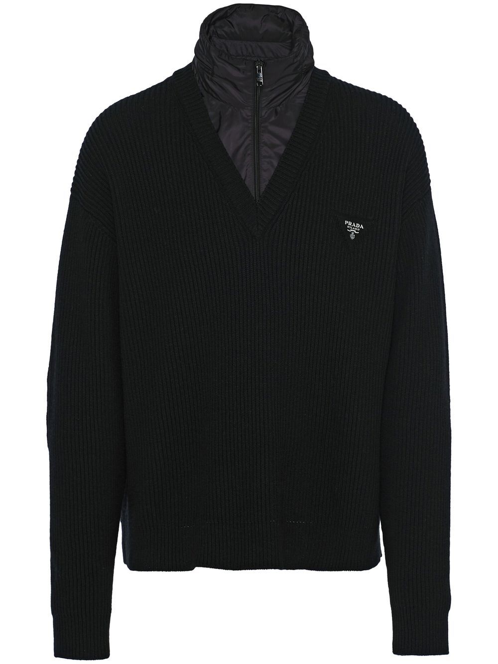Prada layered rib-knit jumper - Black von Prada