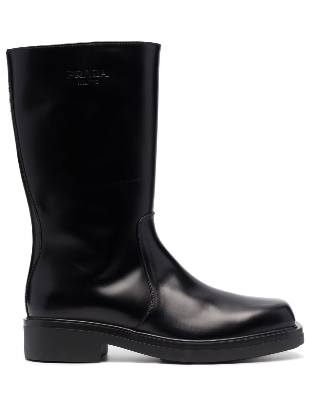 Prada debossed-logo leather boots - Black von Prada