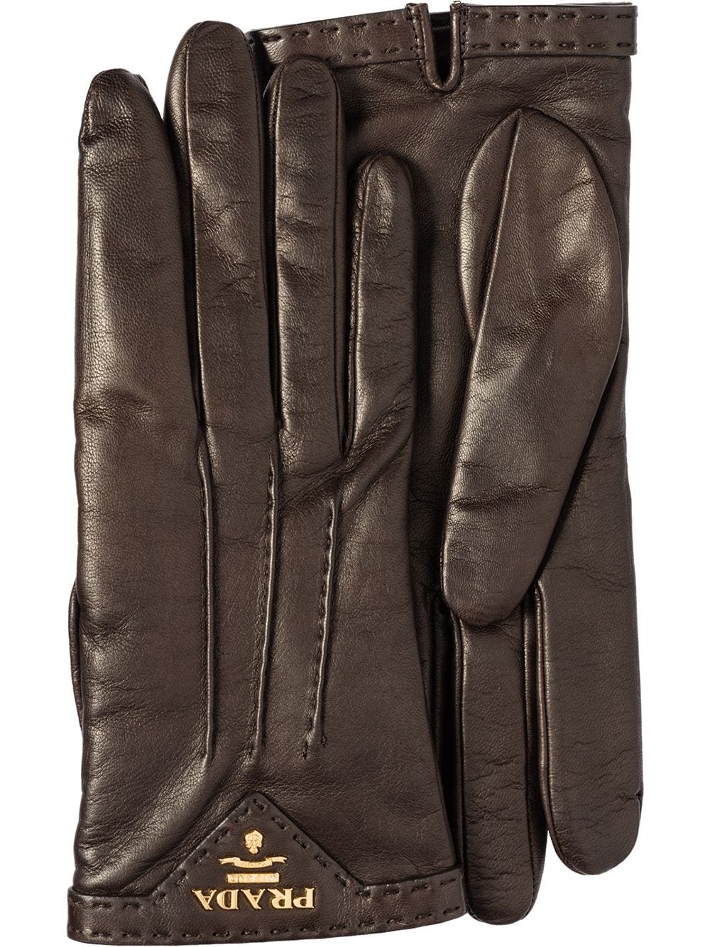 Prada leather gloves - Brown von Prada