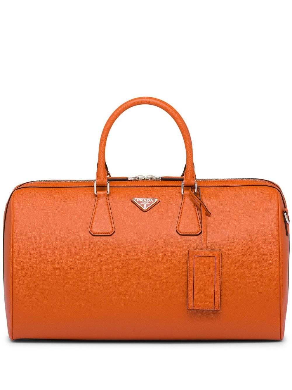 Prada leather logo-patch travel bag - Orange von Prada