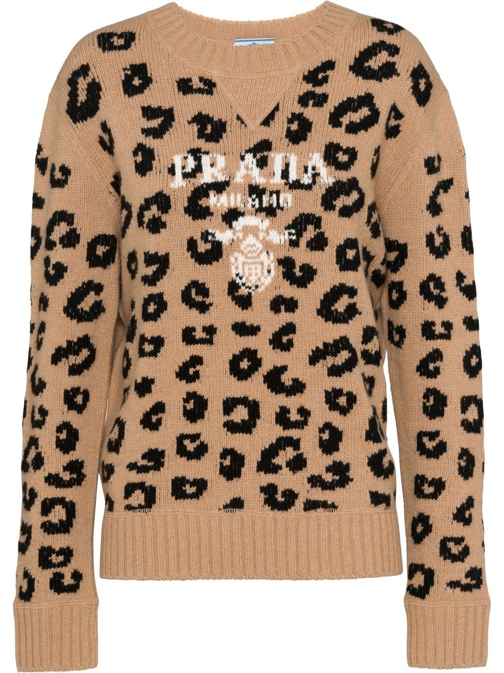 Prada leopard pattern crew neck jumper - Brown von Prada