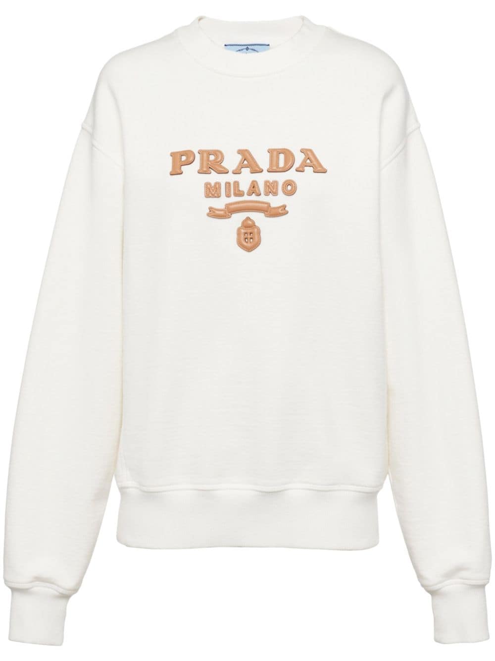 Prada logo-appliqué cotton sweatshirt - Neutrals von Prada