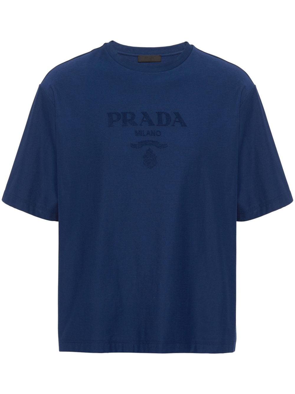 Prada logo-appliqué technical cotton T-shirt - Blue von Prada