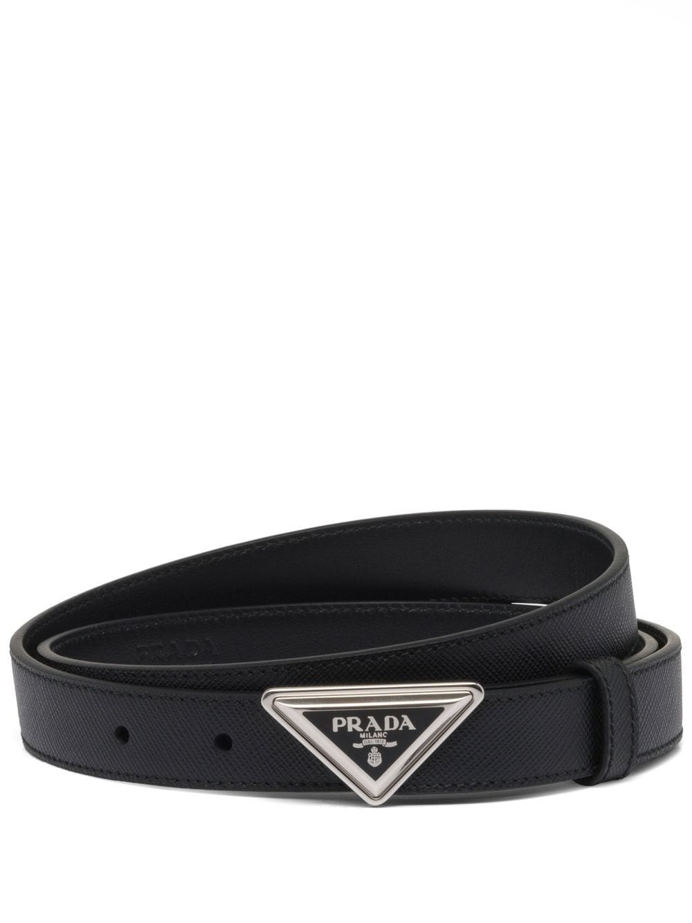 Prada logo-buckle Saffiano leather belt - Black von Prada