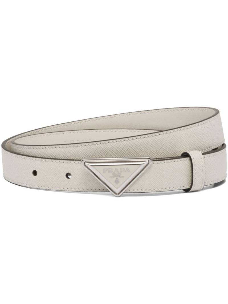 Prada logo-buckle Saffiano leather belt - White von Prada