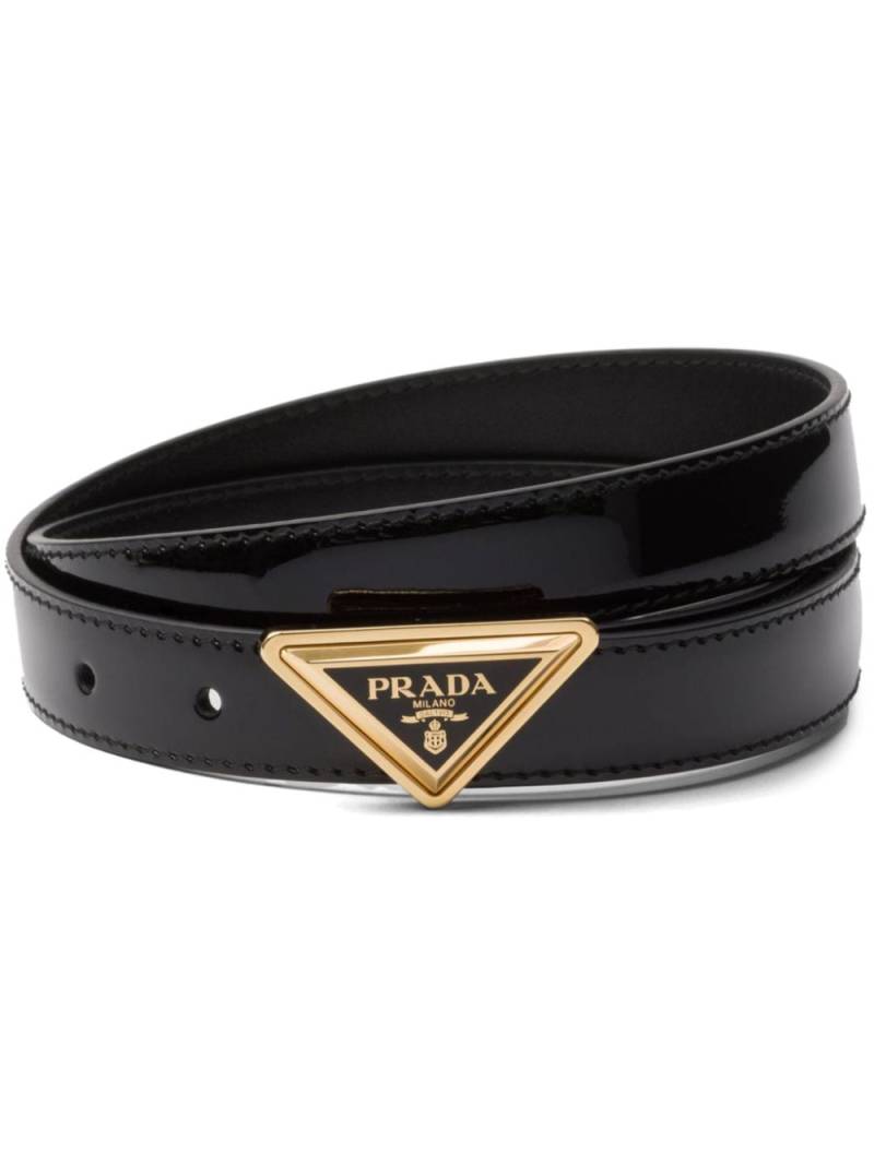 Prada triangle-logo patent-leather belt - Black von Prada