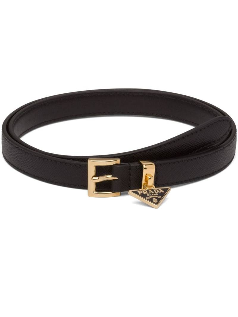 Prada triangle-logo leather belt - Black von Prada