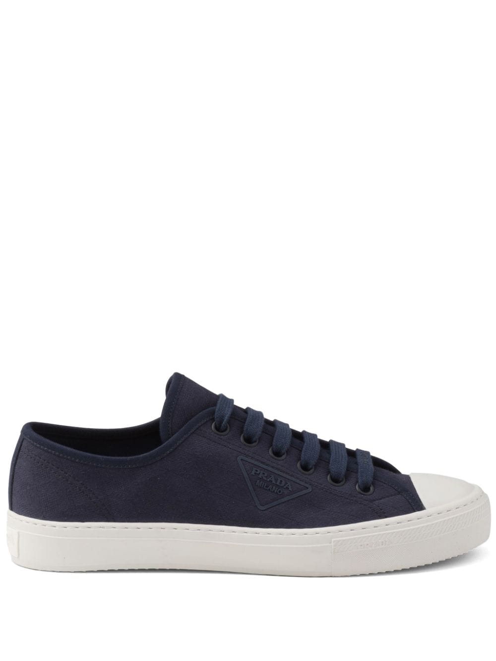 Prada logo-embossed lace-up sneakers - Blue von Prada