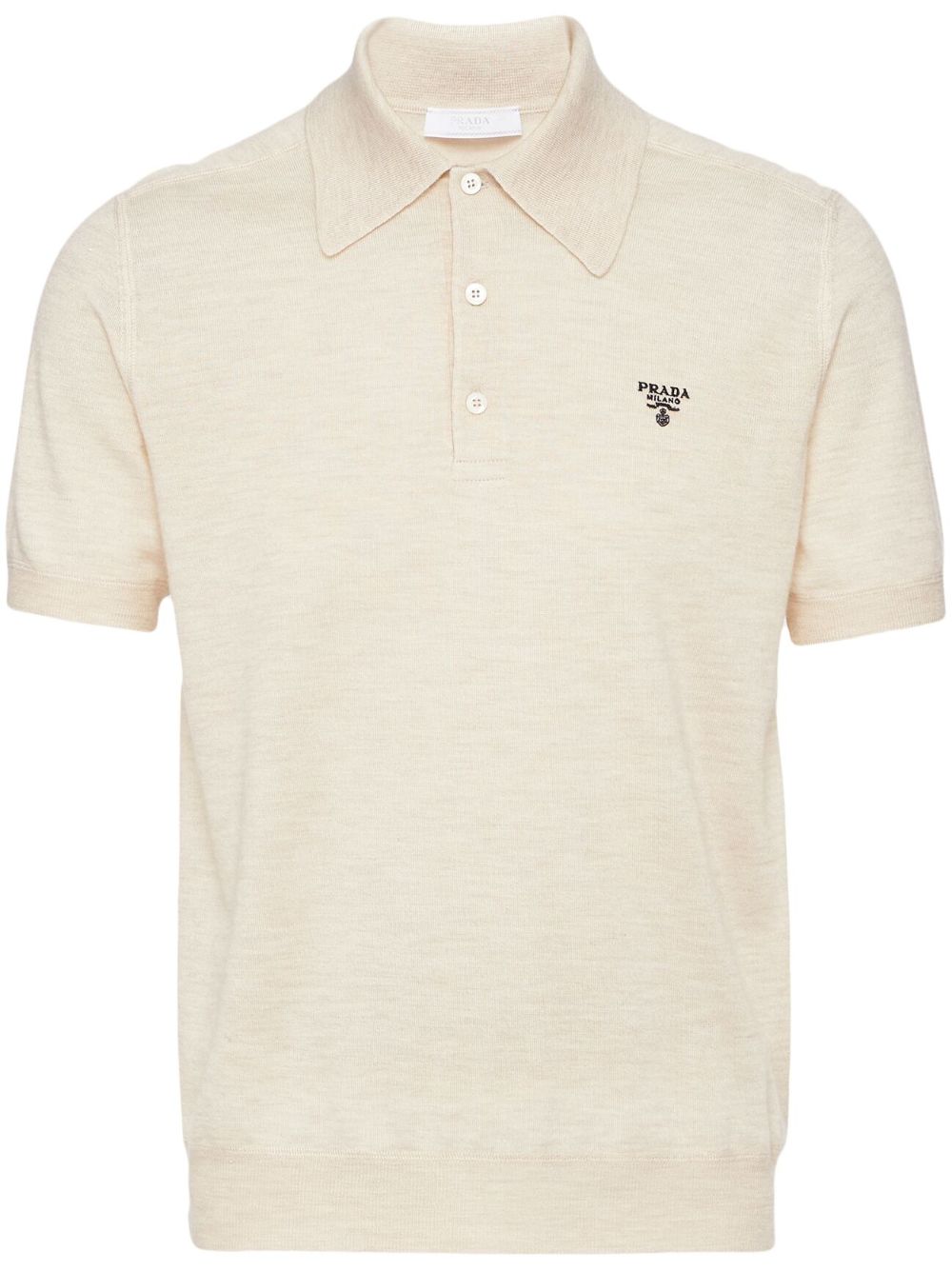 Prada logo-embroidered cashmere polo shirt - Neutrals von Prada