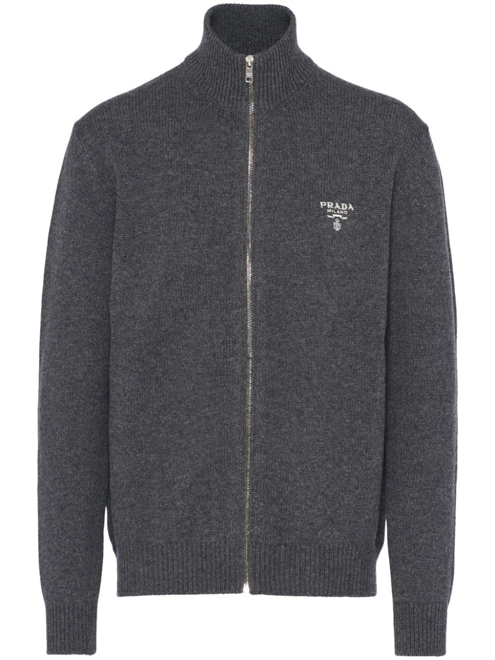 Prada logo-embroidered cashmere sweatshirt - Grey von Prada