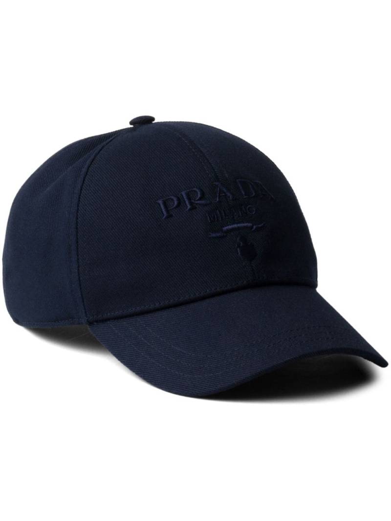 Prada logo-embroidered cotton cap - Blue von Prada