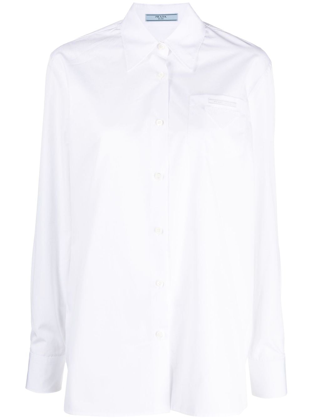 Prada logo-embroidered cotton shirt - White von Prada
