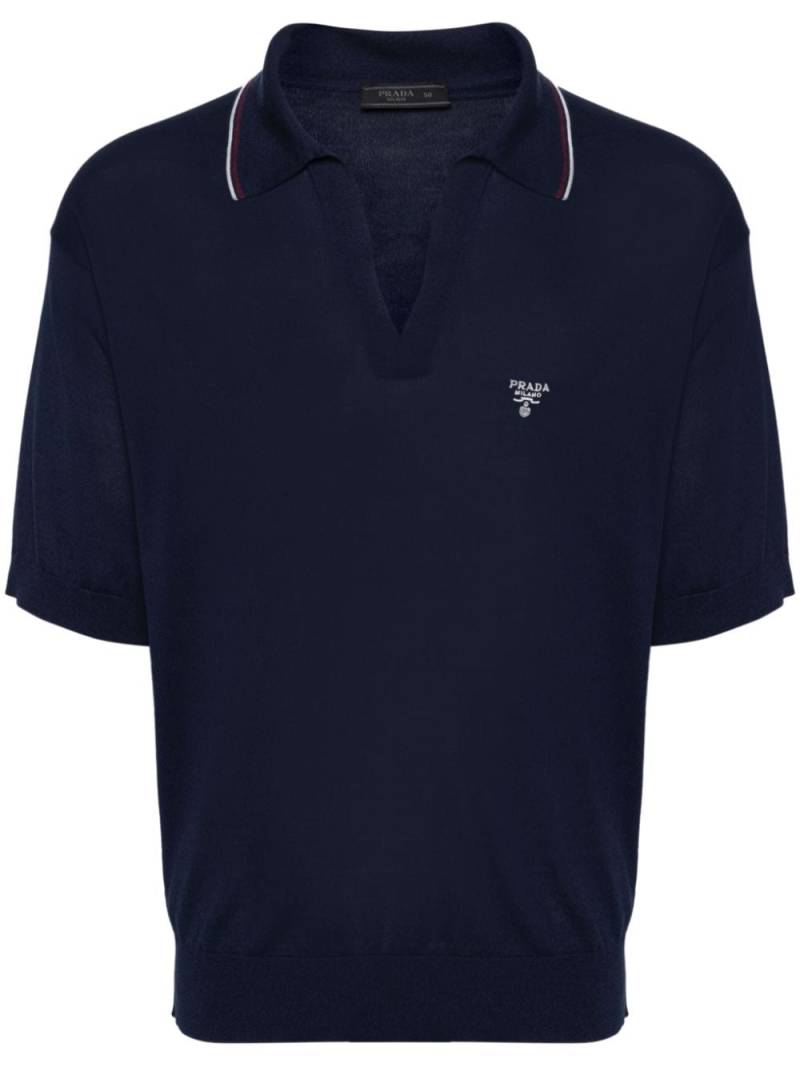 Prada logo-embroidered polo shirt - Blue von Prada