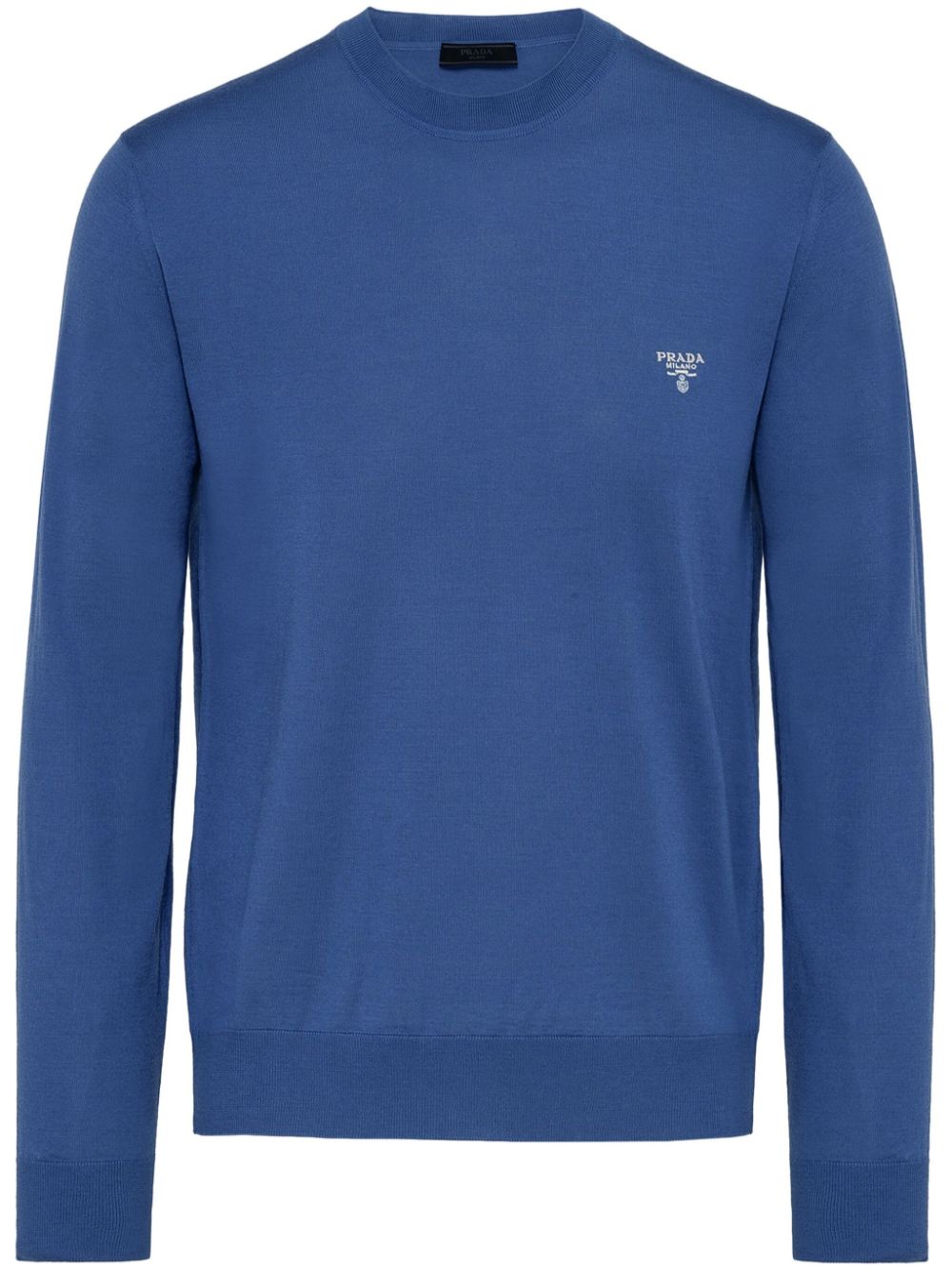 Prada logo-embroidered virgin wool jumper - Blue von Prada