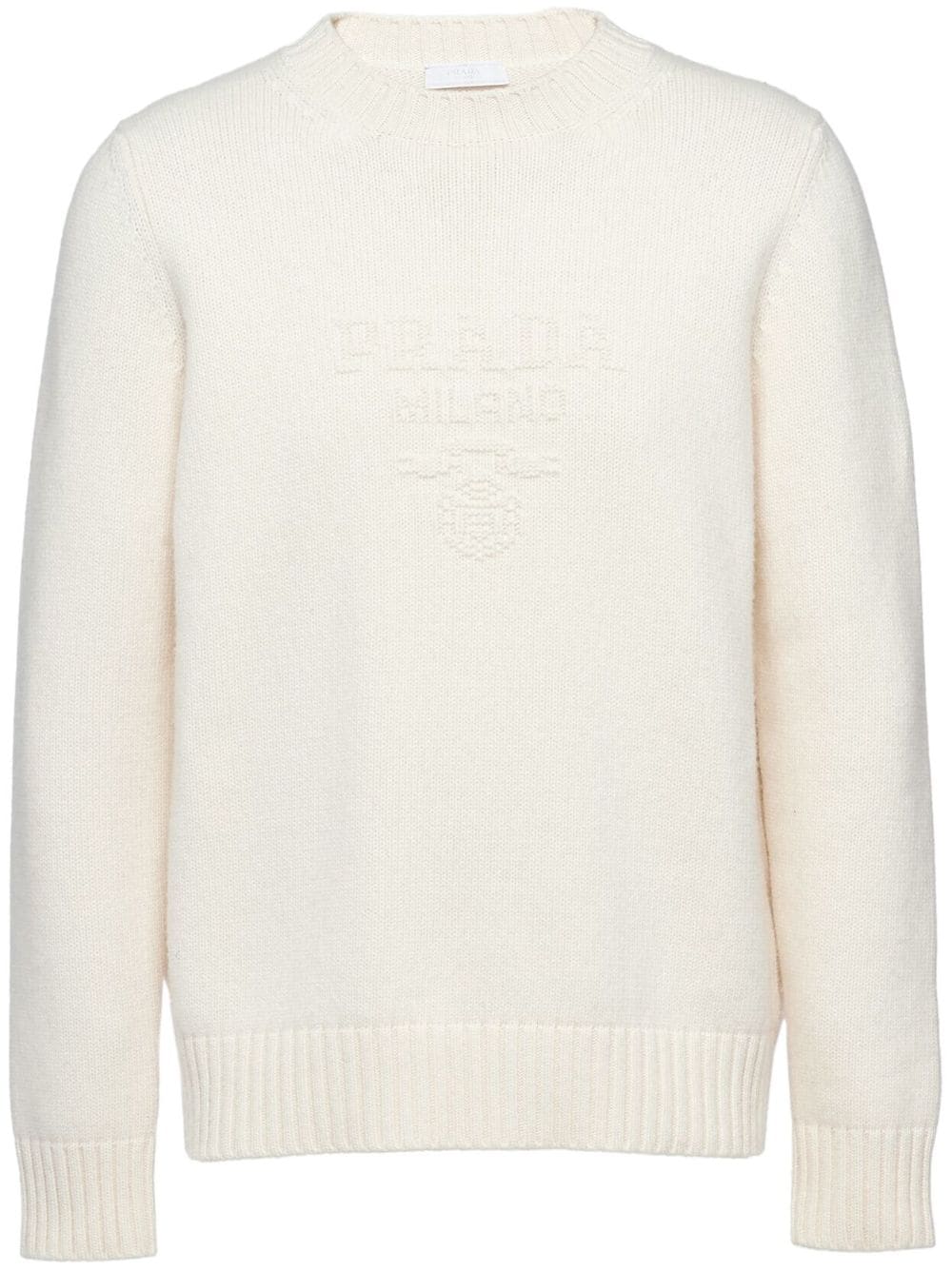 Prada logo-embroidered wool-cashmere jumper - White von Prada