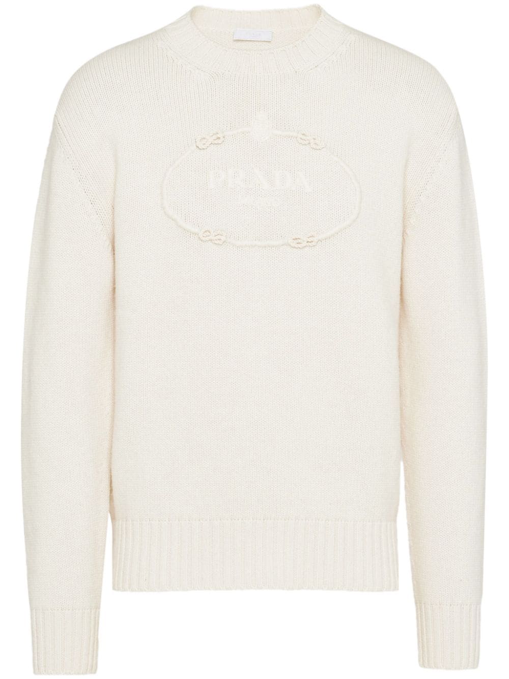 Prada logo-embroidered wool-cashmere jumper - White von Prada