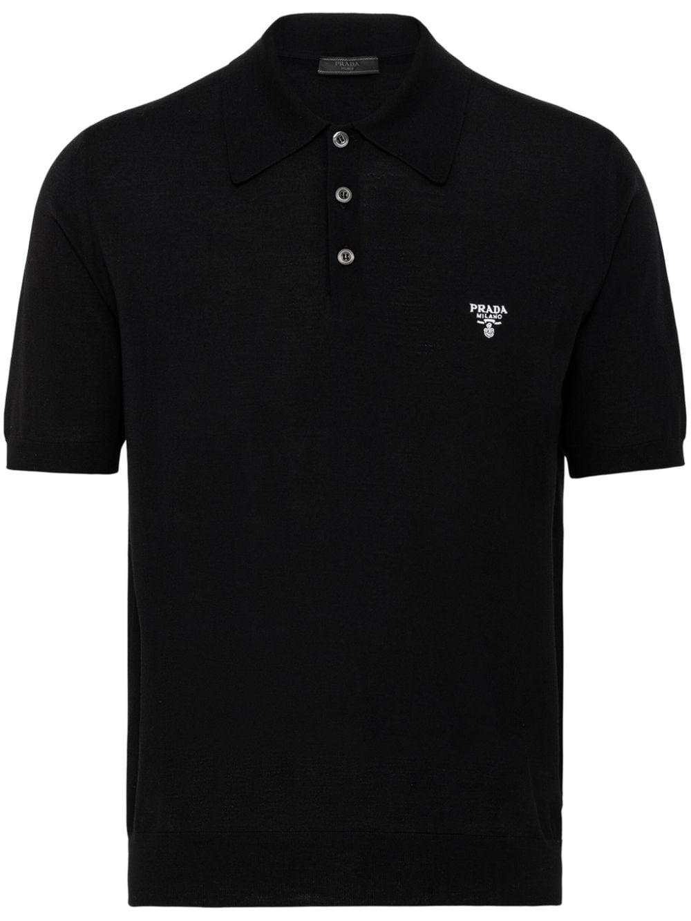 Prada logo-embroidered wool polo shirt - Black von Prada