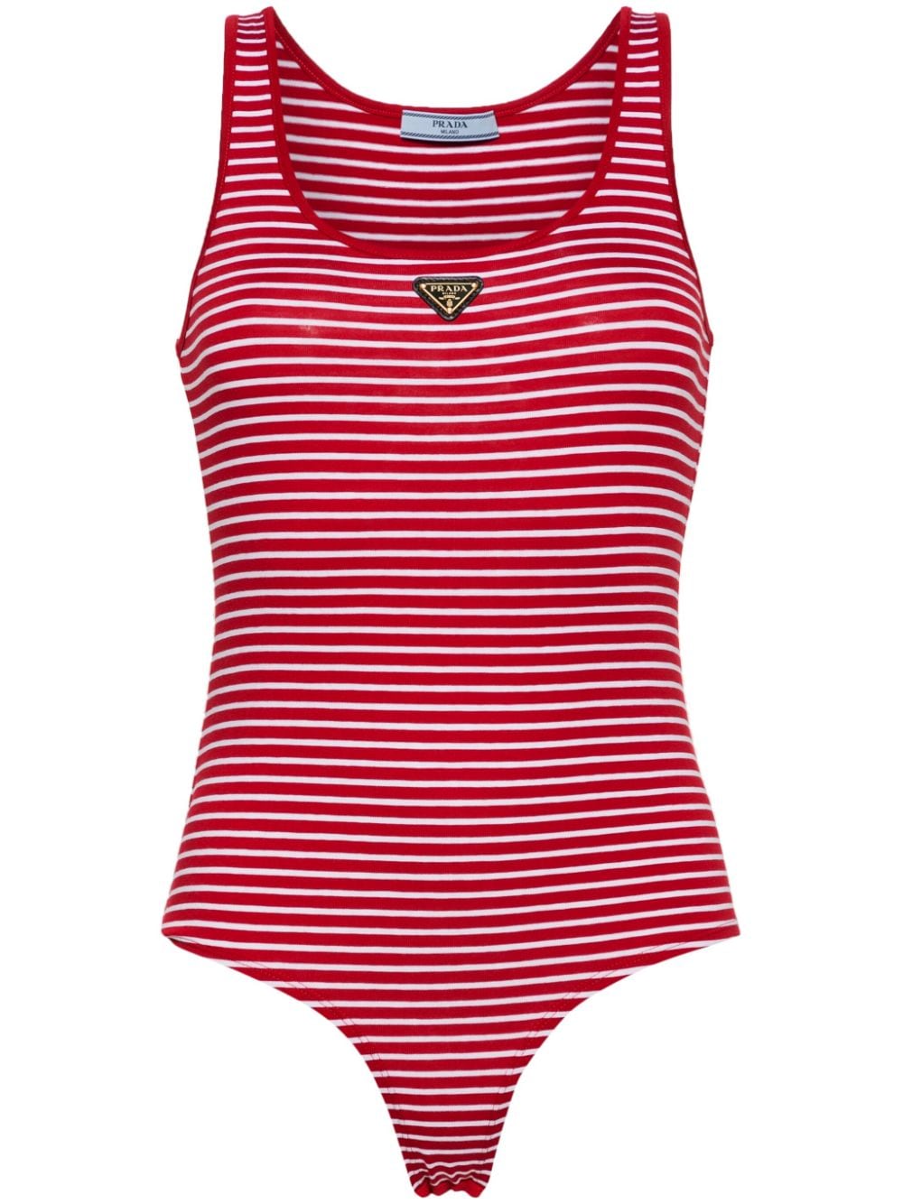 Prada striped logo-appliqué bodysuit - Red von Prada