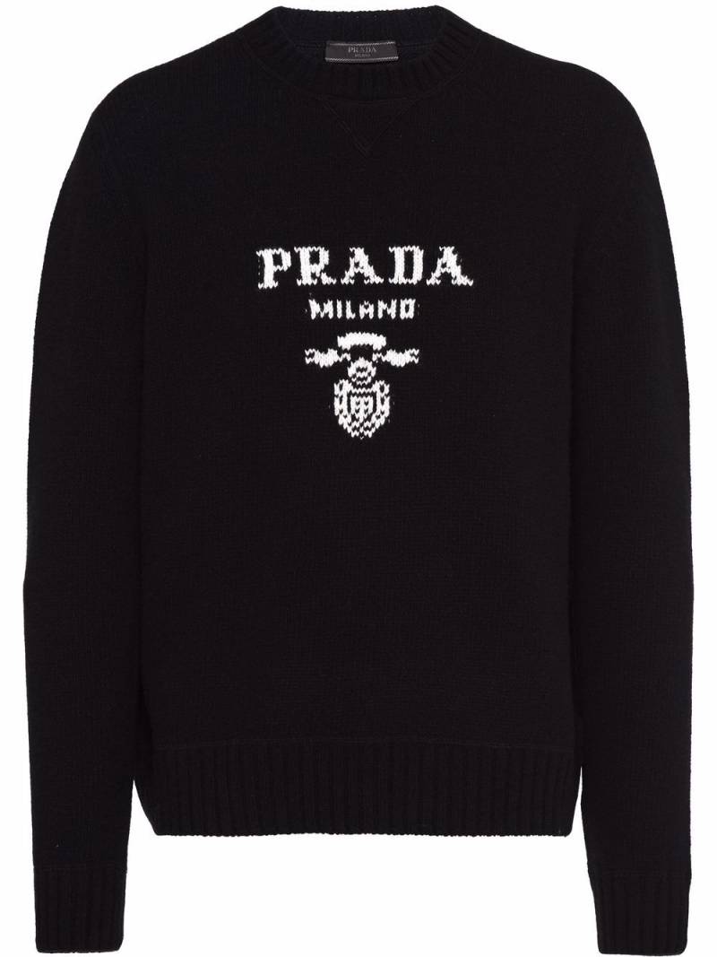 Prada logo intarsia-knit jumper - Black von Prada