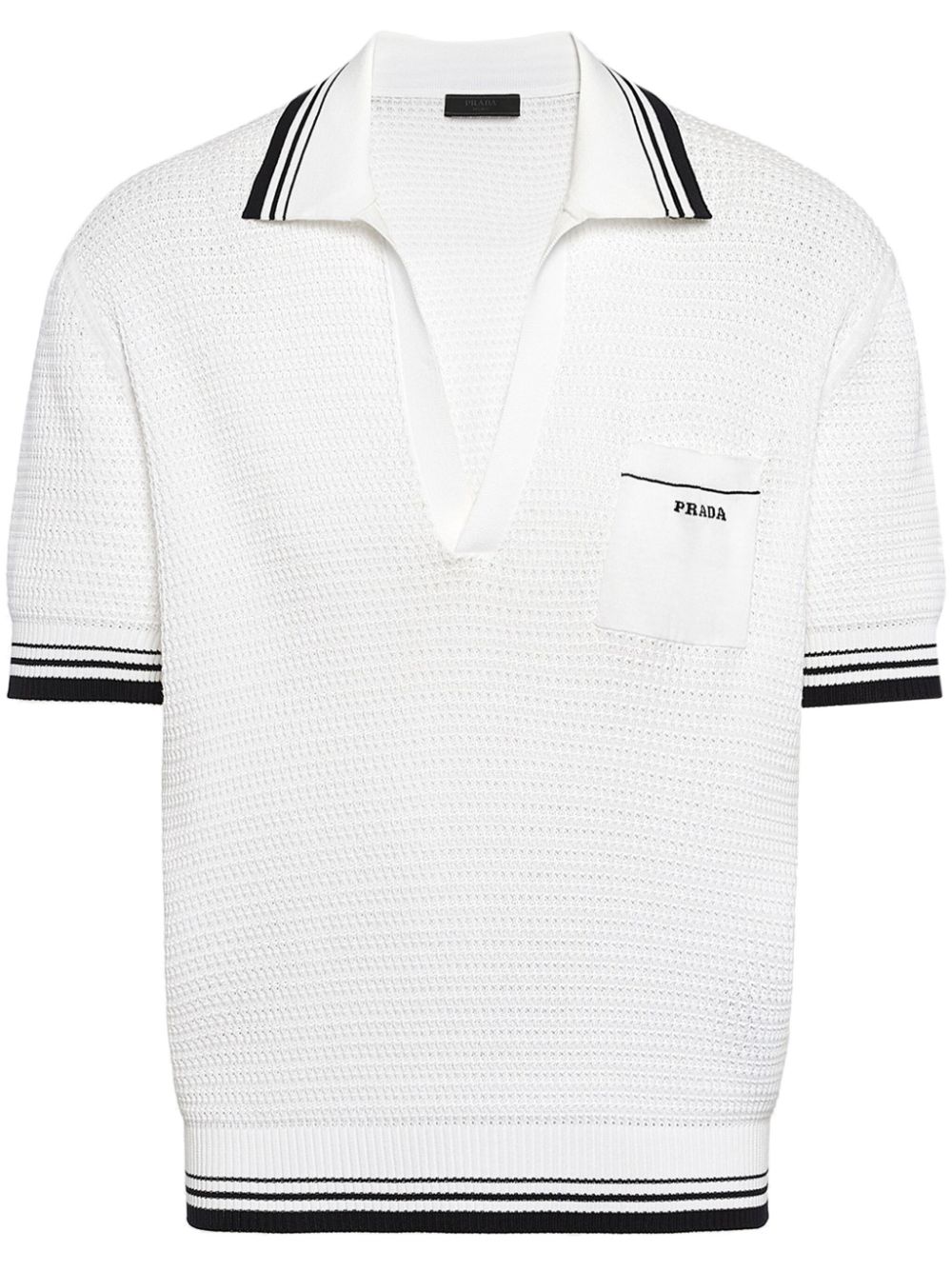 Prada logo-intarsia polo top - White von Prada