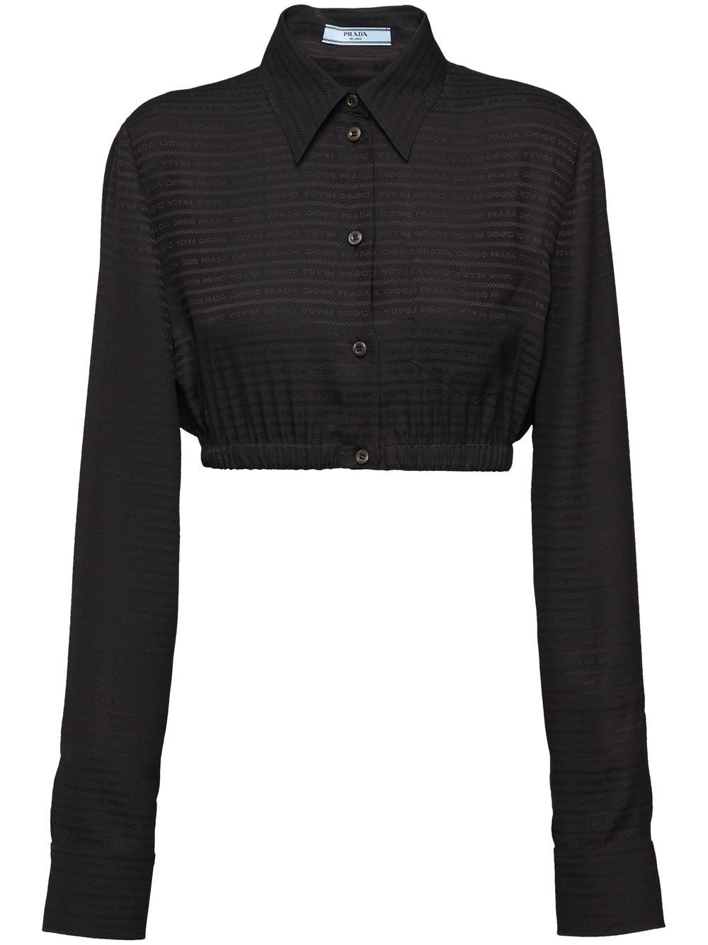 Prada logo jacquard cropped button-down shirt - Black von Prada