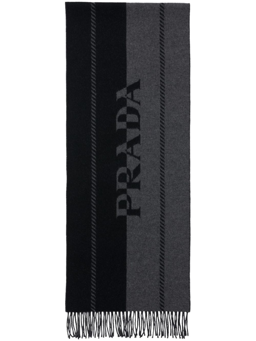 Prada logo-jacquard wool scarf - Grey von Prada