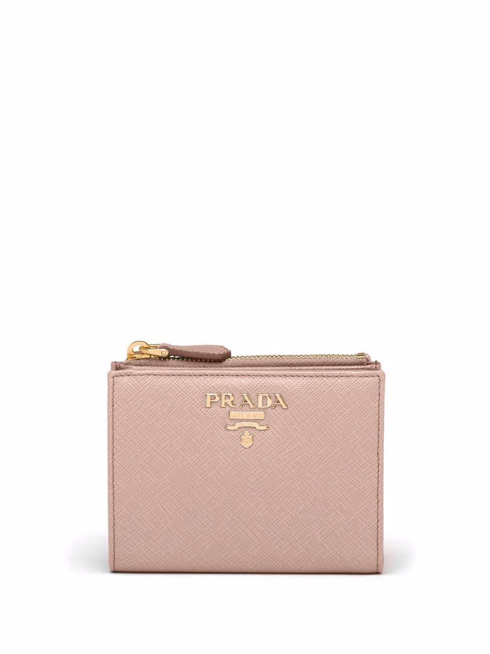 Prada logo-lettering compact wallet - Pink von Prada