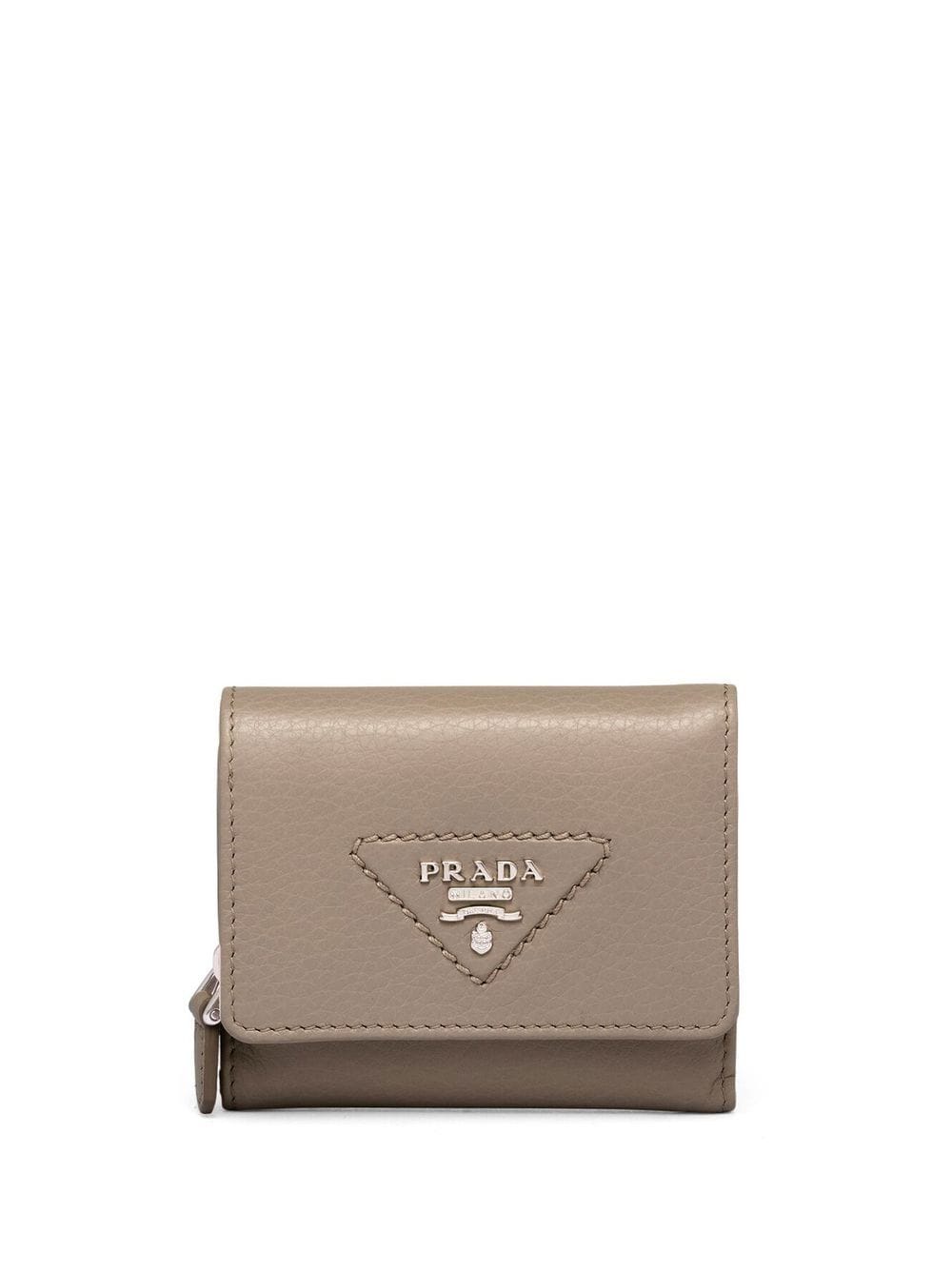 Prada logo-lettering leather wallet - Grey von Prada