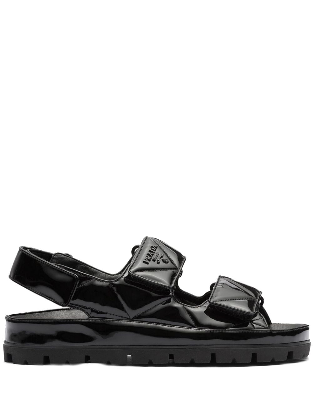 Prada logo-lettering quilted sandals - Black von Prada