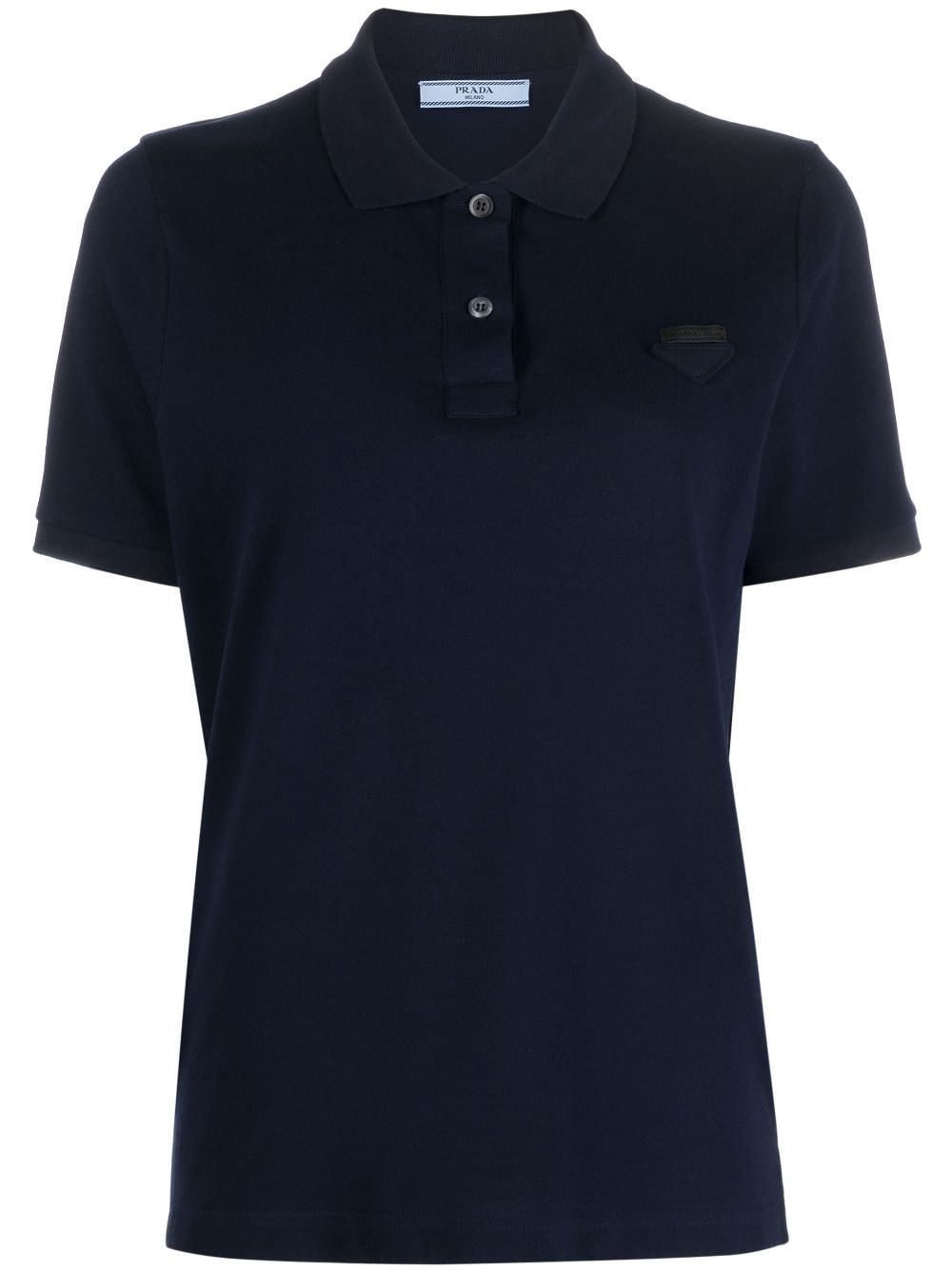 Prada logo patch polo shirt - Blue von Prada