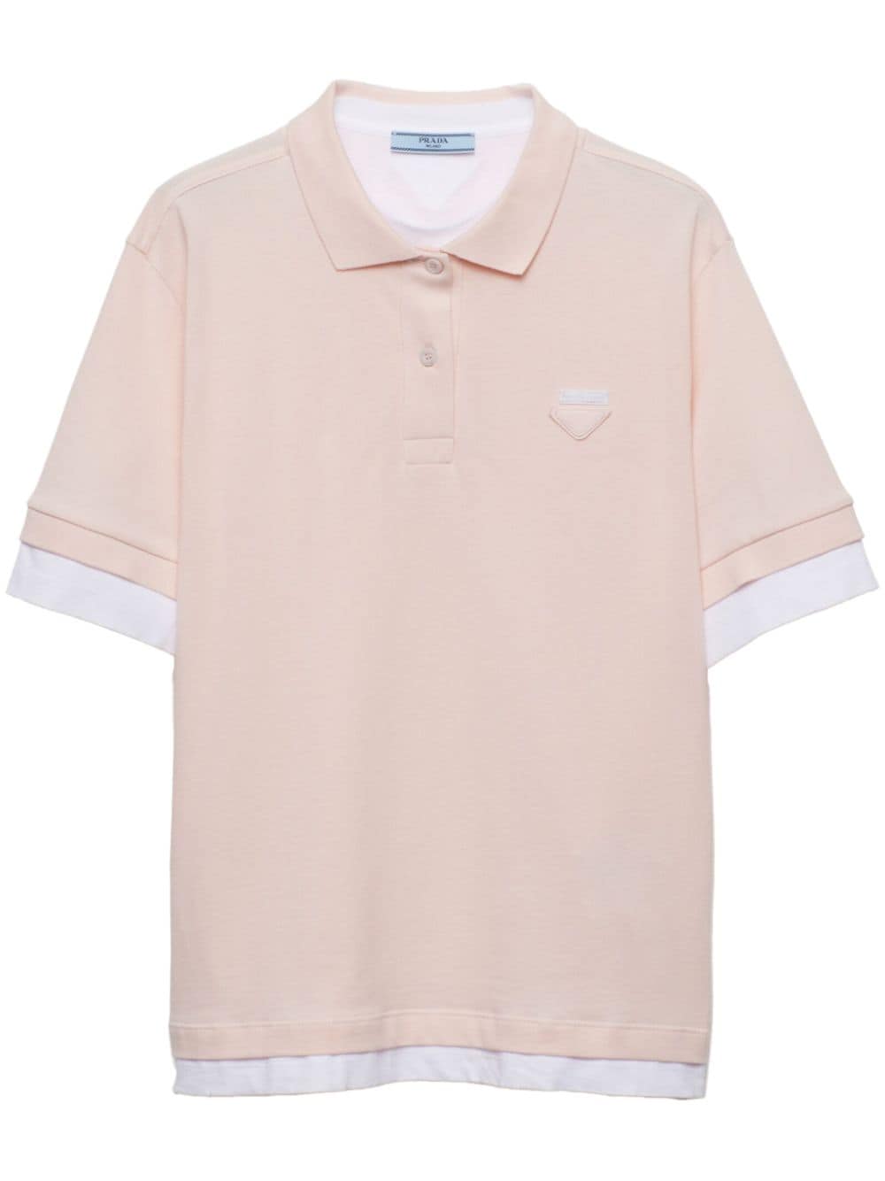 Prada logo-patch silk polo shirt - Pink von Prada