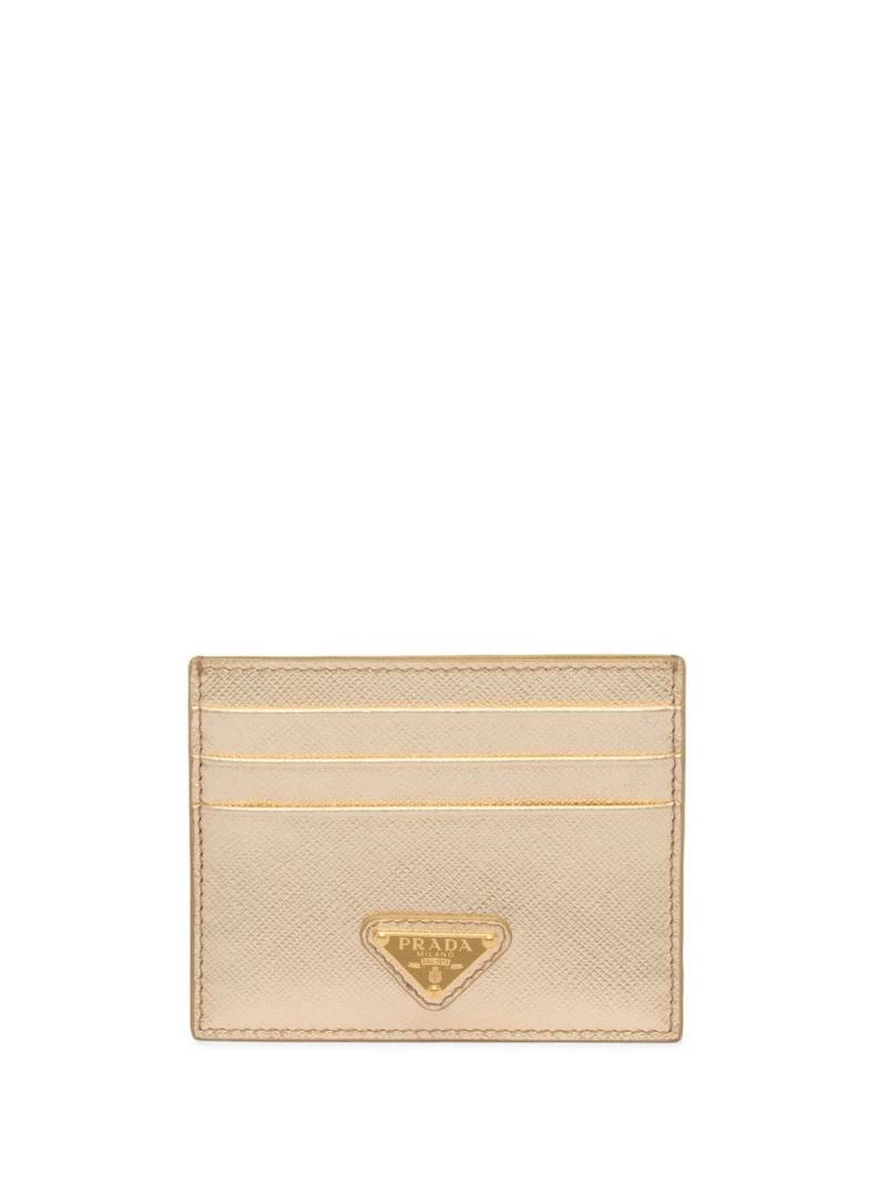 Prada logo plaque leather cardholder - Gold von Prada