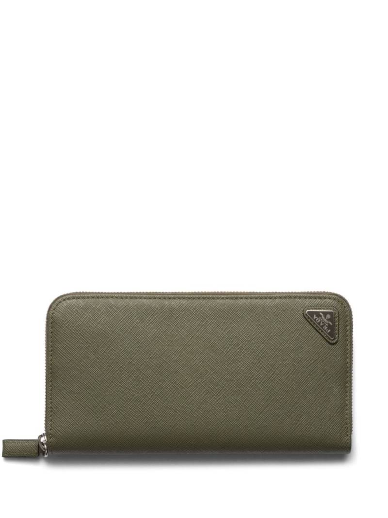 Prada logo-plaque Saffiano leather wallet - Green von Prada
