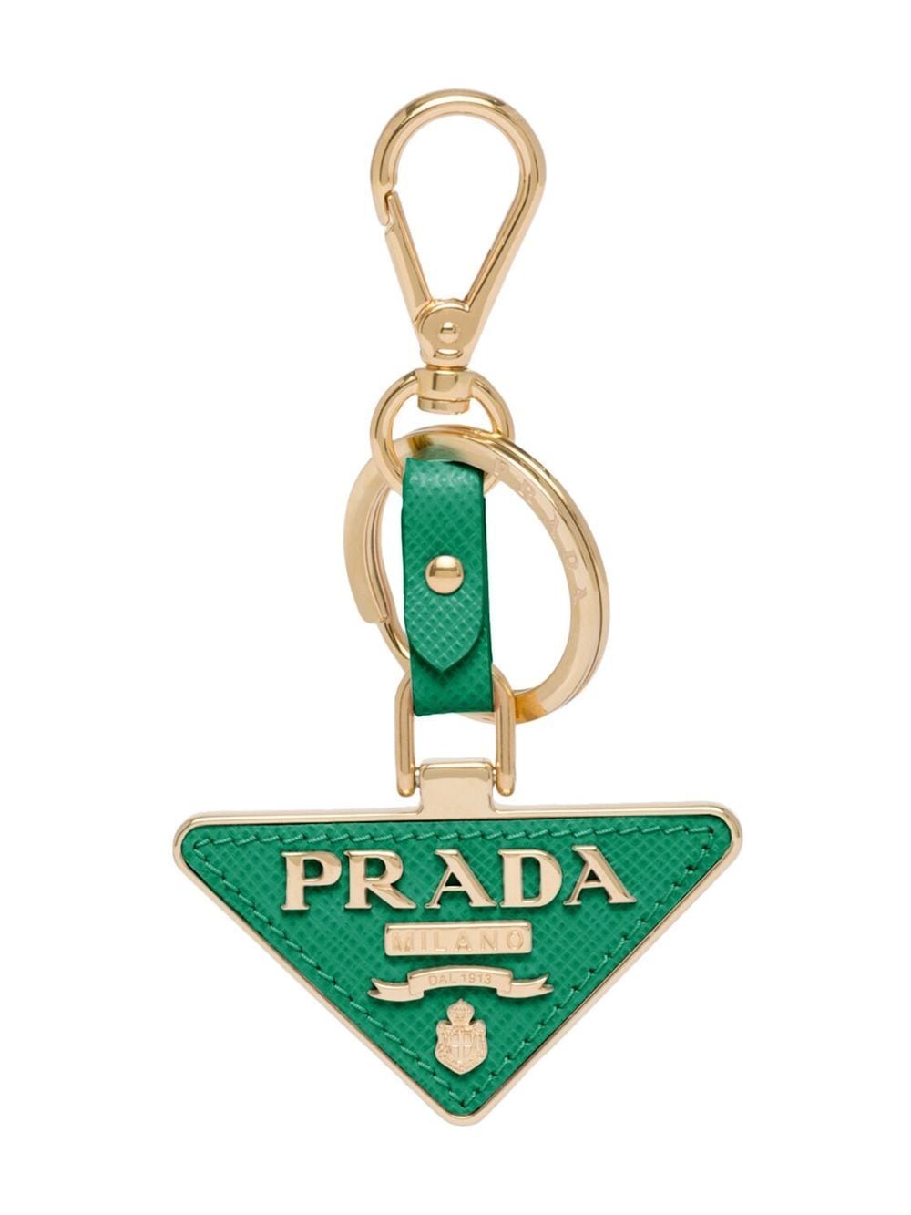 Prada logo-plaque clasp-fastening keyring - Green von Prada