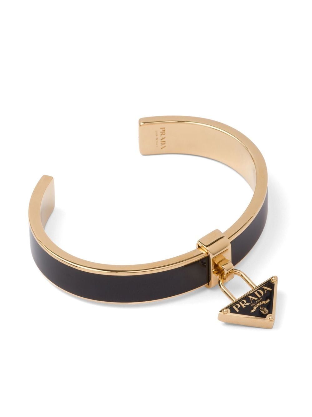 Prada logo-plaque cuff bracelet - Black von Prada