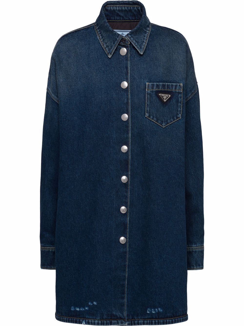 Prada logo-plaque denim shirt - Blue von Prada