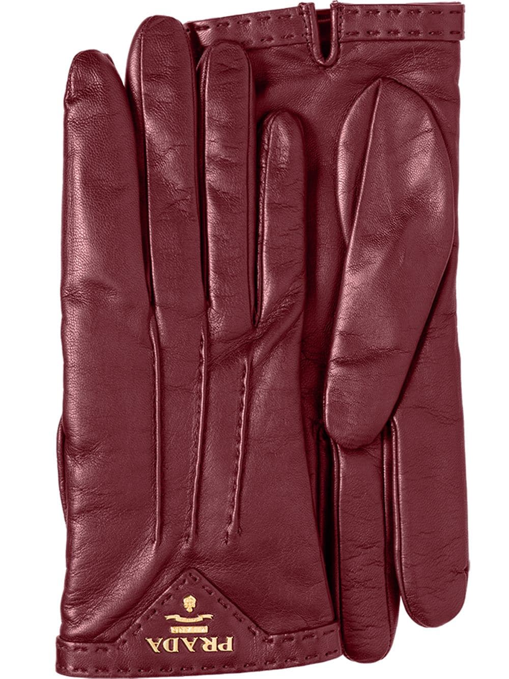 Prada logo plaque gloves - Red von Prada