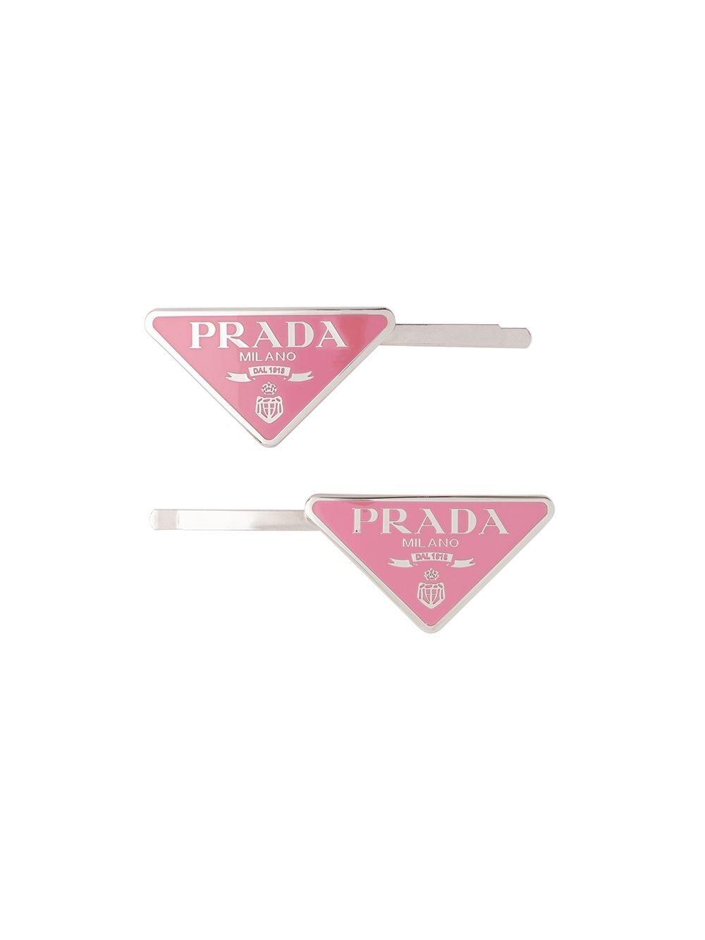 Prada logo-plaque hair slides - Pink von Prada