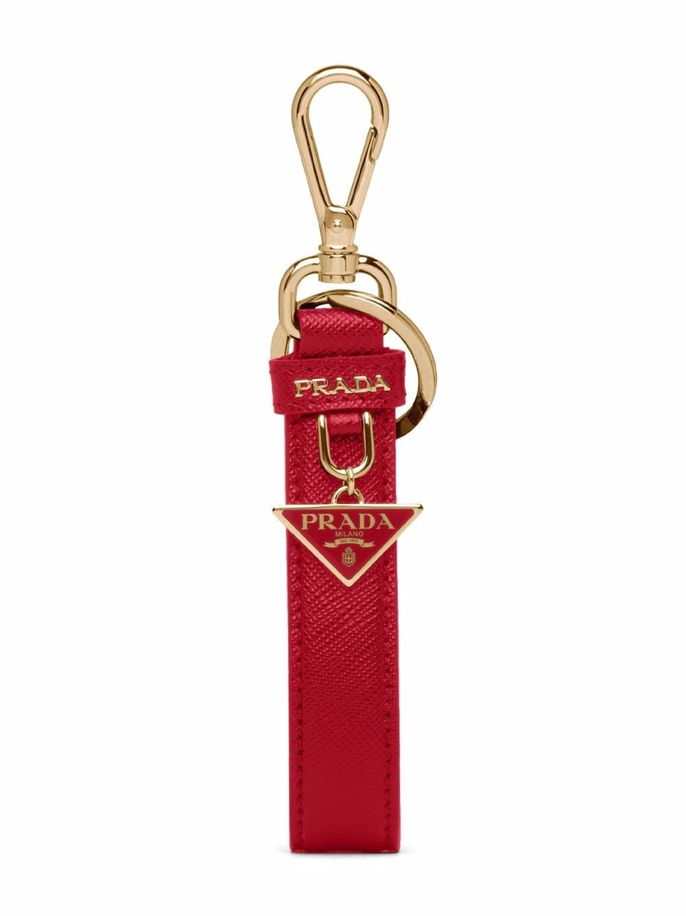 Prada triangle-logo leather keychain - Red von Prada