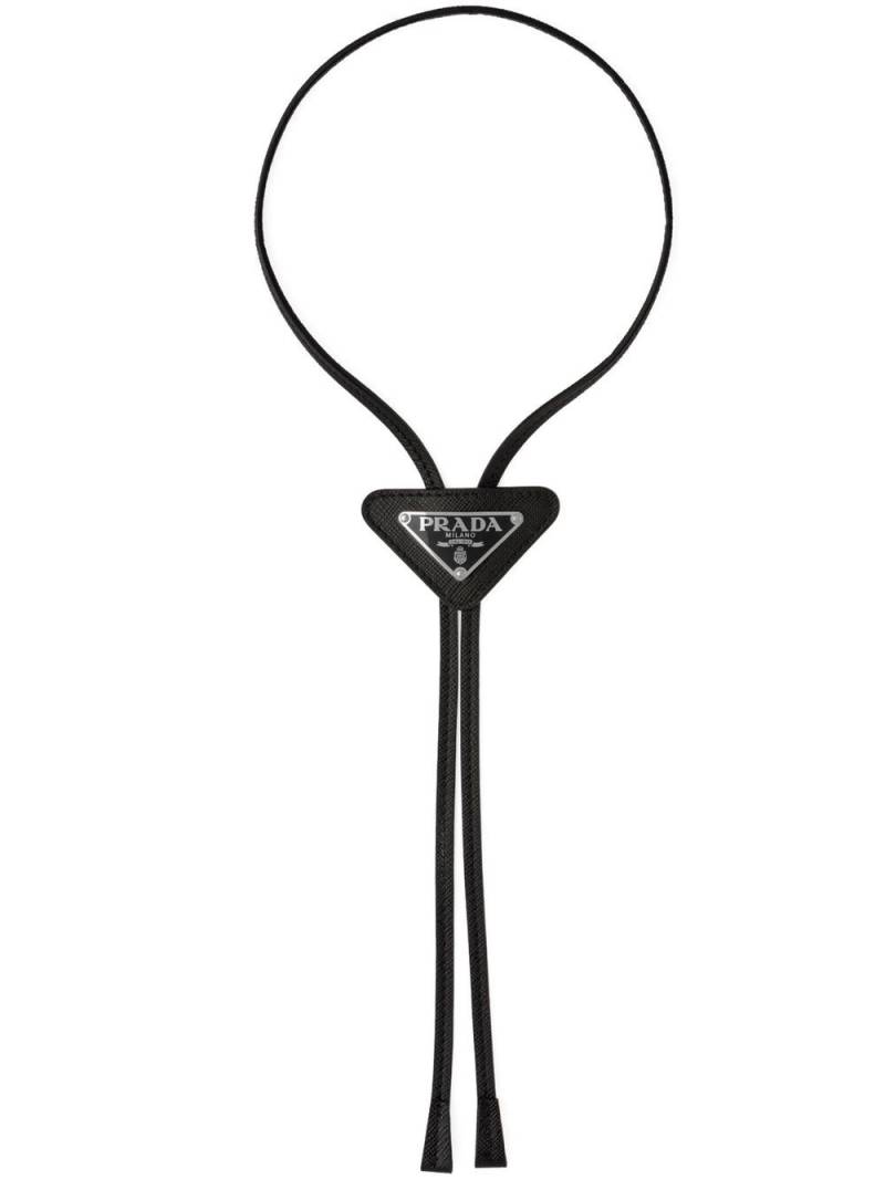 Prada triangle-logo leather neck tie - Black von Prada