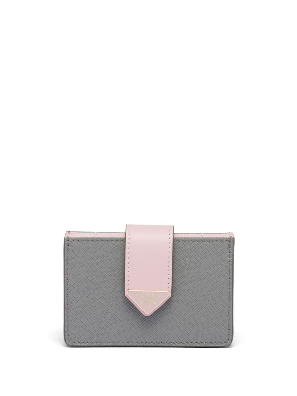 Prada logo-plaque leather cardholder - Grey von Prada